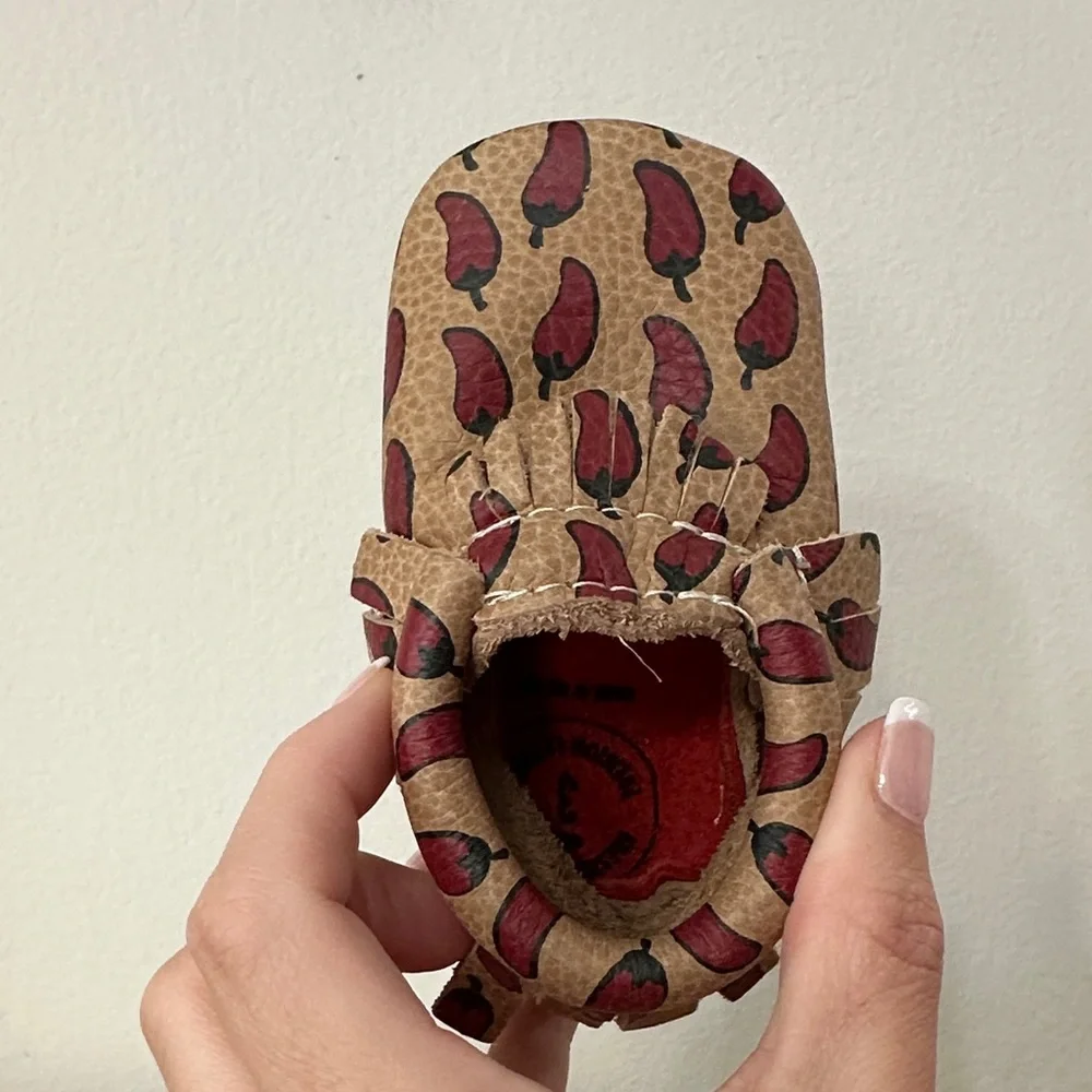 Freshly Picked Tan and Red Moccasins